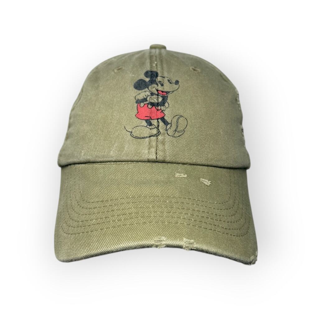 Disney Mickey Mouse Olive Green Unisex Adult Baseball Cap World Travel Cartoon
